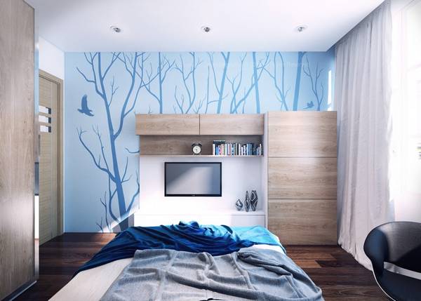 Воздушный интерьер спальни «Softhouse» в холодной цветовой гамме - фото