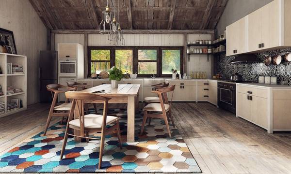 Аскетичное оформление кухни «Timber kitchen» в стиле горного шале с фото