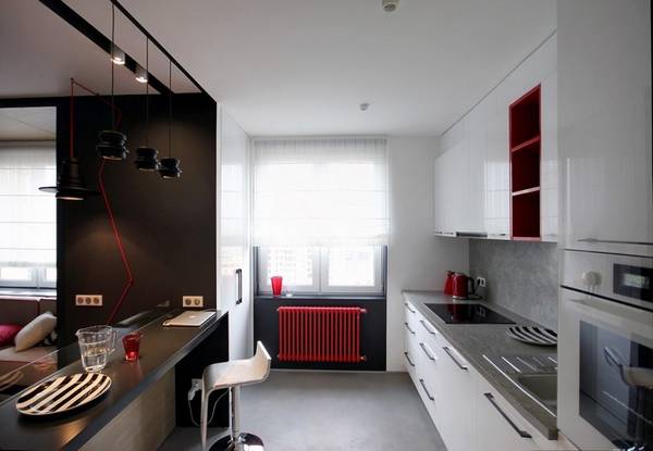 Кухня «Blackred W» - нестандартные цветовые решения в обычной городской ква ... - фото