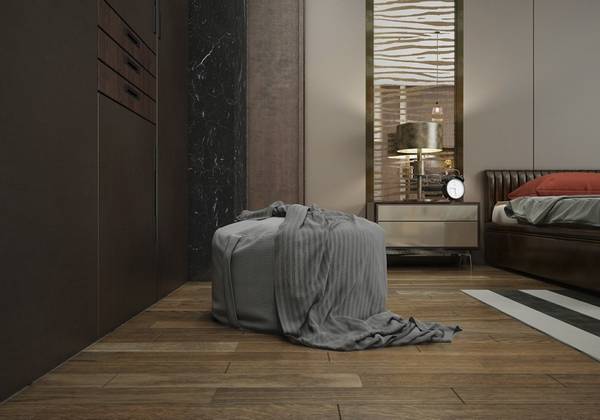 Спальня «Exotic» - серо-коричневая гамма с контрастными акцентами - фото
