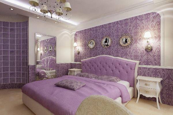 Необычная спальня: сиреневая фантазия для комнаты сна - фото