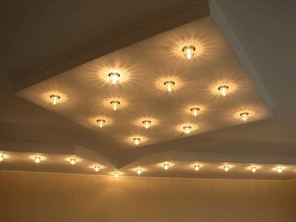 Лучшее освещение  точечные светильники для гипсокартонных потолков с фото