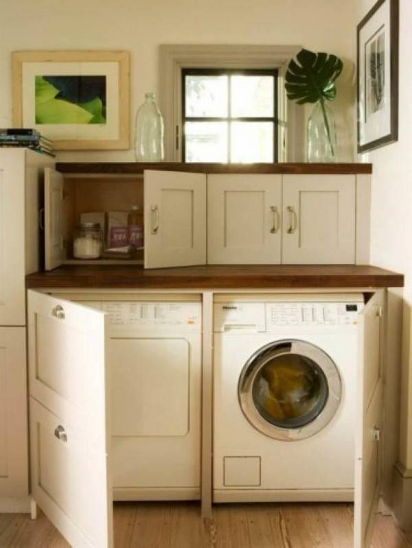 Компактно встроенная стиральная машина на кухне: правила установки и эргоно ... - фото