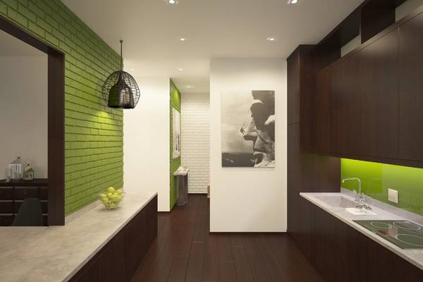 Сочный интерьер минималистичной кухни «Lime» с фото
